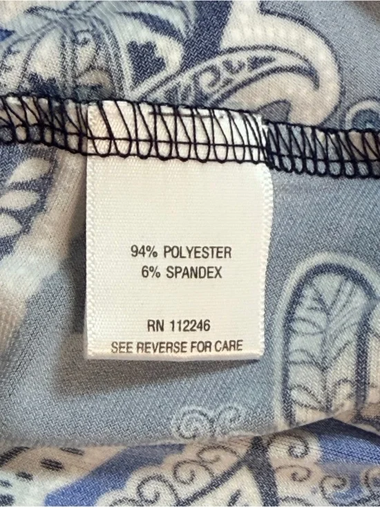 Sami & Jo Plus 2X Blue Paisley Cold Shoulder Ruffle Sleeve Blouse - Picture 5 of 6